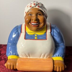 Ceramic Cookie Jar - Blue & White Kitchen Baker Figurine